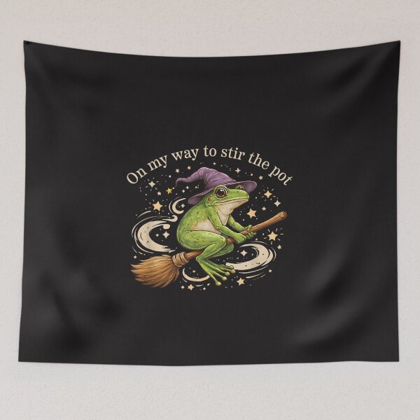 Item preview, On My Way to Stir the Pot Funny Witch Frog Halloween Vintage Design designed and sold by kiralynstration.