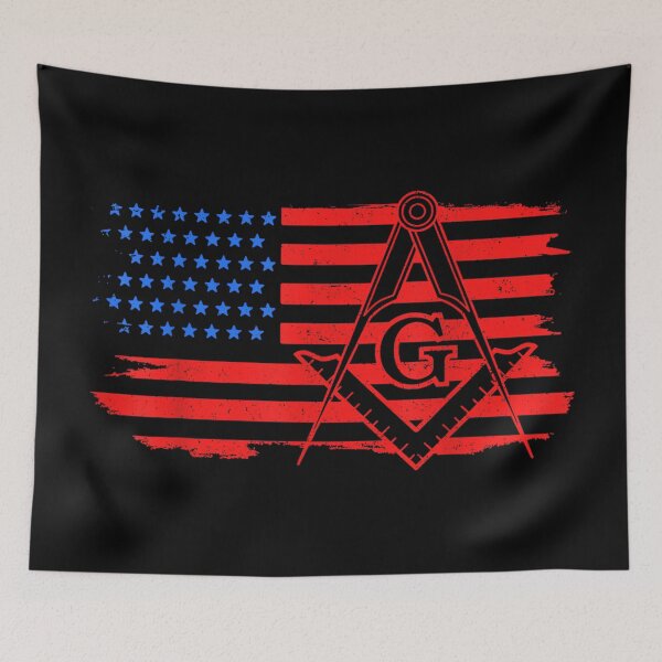 Item preview, Mason Masonic US Flag Square designed and sold by CherylCGarrison.