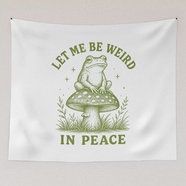 Item preview, Funny Frog Mushroom Let Me Be Weird in Peace Vintage Nature Quote designed and sold by kiralynstration.
