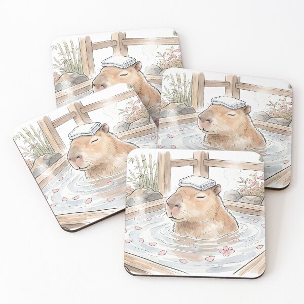 Item preview, Capybara in Hot Spring - Japanese Watercolor designed and sold by GreenboyRD.