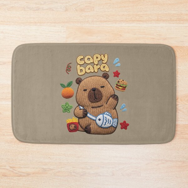 Item preview, Cute Knitted Capybara With Fish And Food designed and sold by TOM JACK.