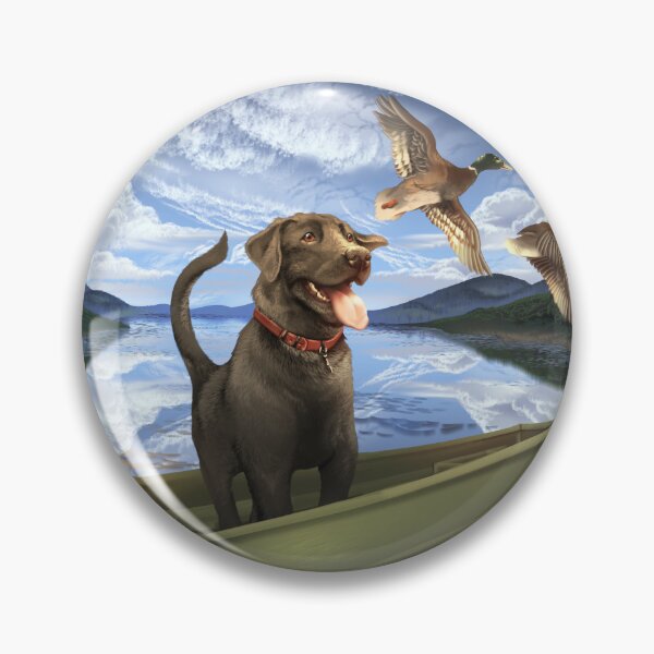 Item preview, Black Labrador in Fishing Boat with Ducks (noon) designed and sold by JaybirdArtCreations.
