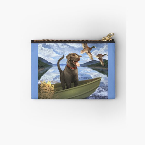Item preview, Black Labrador in Fishing Boat with Ducks (noon) designed and sold by JaybirdArtCreations.