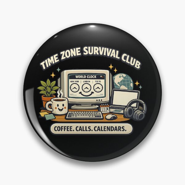 Item preview, Time Zone Survival Club – Coffee Calls Calendars – Remote Work Humor designed and sold by Concrete Coffee Studio.