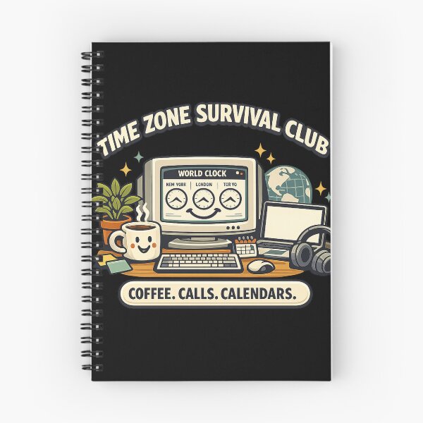 Item preview, Time Zone Survival Club – Coffee Calls Calendars – Remote Work Humor designed and sold by Concrete Coffee Studio.