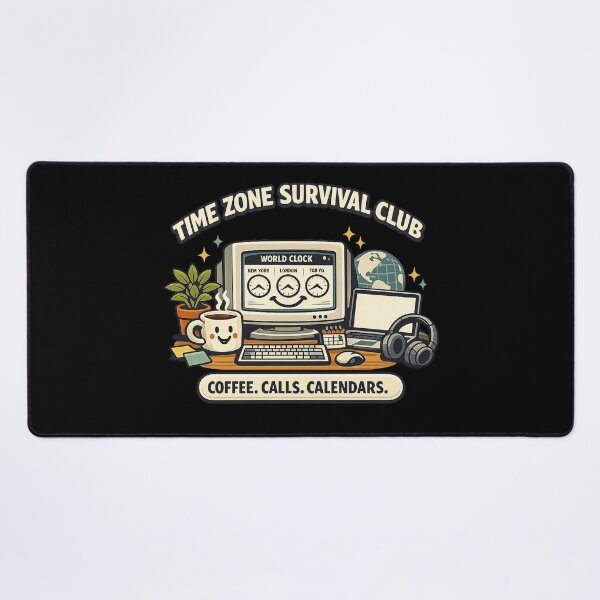 Item preview, Time Zone Survival Club – Coffee Calls Calendars – Remote Work Humor designed and sold by Concrete Coffee Studio.