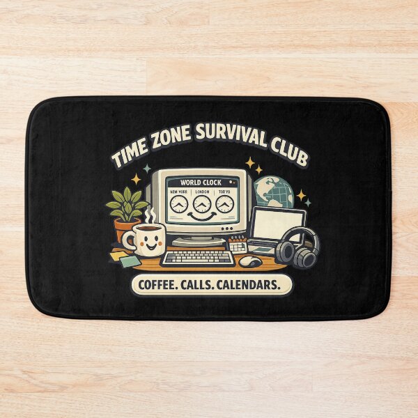 Item preview, Time Zone Survival Club – Coffee Calls Calendars – Remote Work Humor designed and sold by Concrete Coffee Studio.