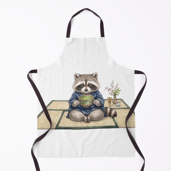 Item preview, Raccoon Drinking Matcha - Japanese Watercolor designed and sold by GreenboyRD.