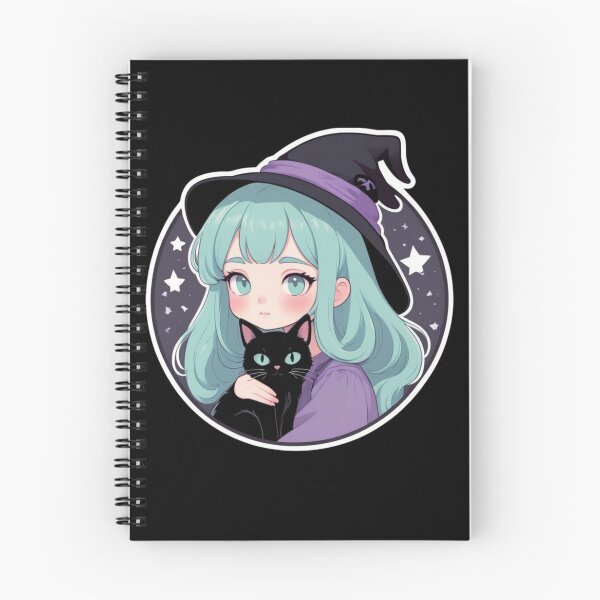 Item preview, Anime Witch Girl and Black Cat Halloween designed and sold by Soluna Studio.
