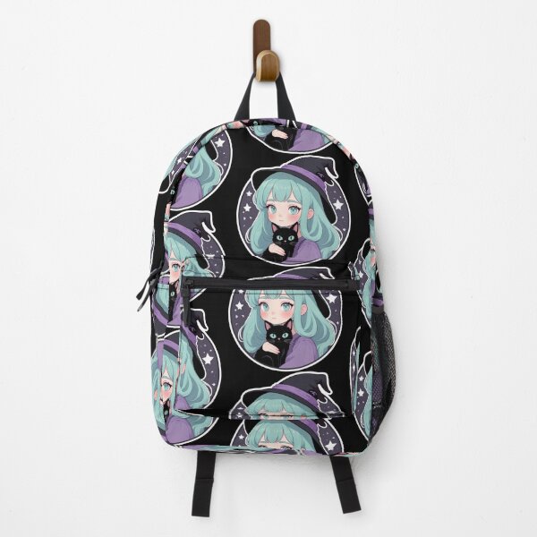Item preview, Anime Witch Girl and Black Cat Halloween designed and sold by Soluna Studio.
