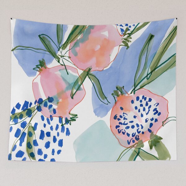 Item preview, Watercolor Pomegranates on Blue designed and sold by Ramona-Gliga.