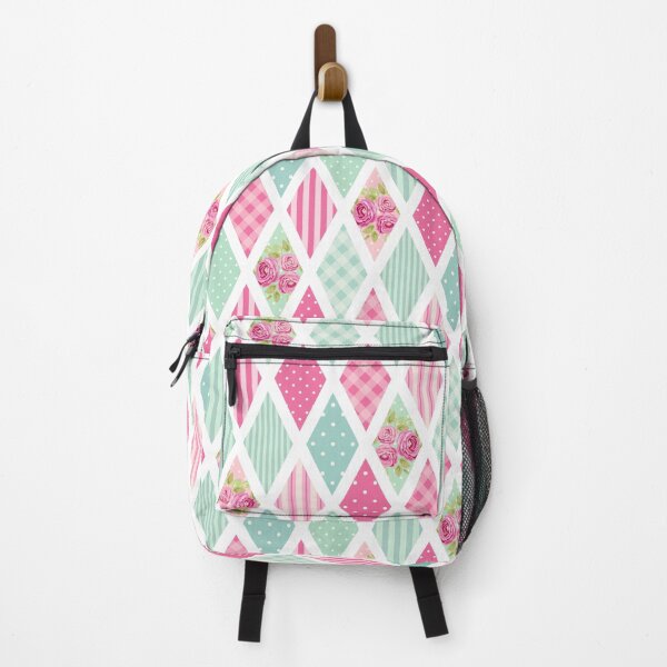 Item preview, Floral, Stripe and Spots on Pink and Teal Diamond Pattern designed and sold by TeeGeeTees.