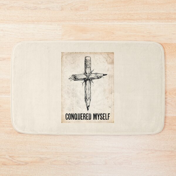 Item preview, Conquered Myself Broken Pencil Cross Motivational Artwork designed and sold by SplashTastic.