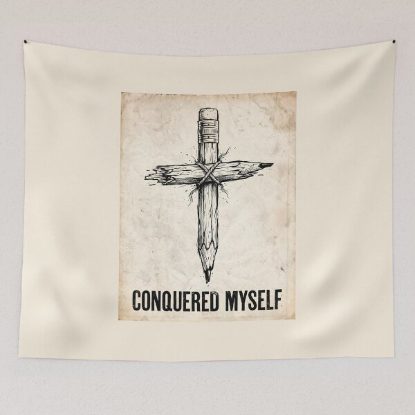 Item preview, Conquered Myself Broken Pencil Cross Motivational Artwork designed and sold by SplashTastic.