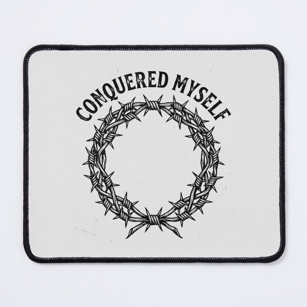 Item preview, Barbed Wire Laurel Wreath Conquered Myself Tattoo Design designed and sold by SplashTastic.