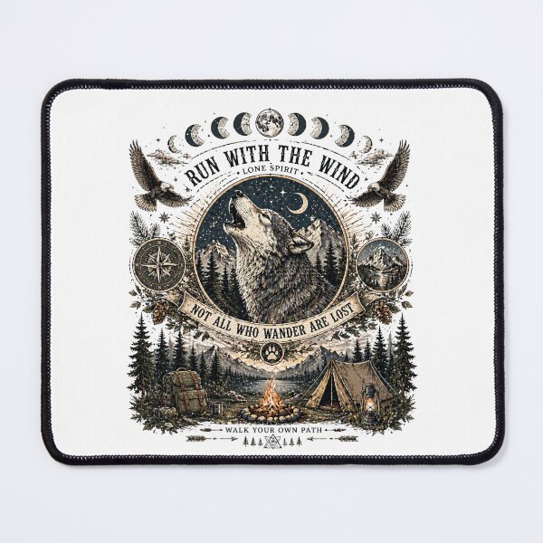 Item preview, Retro Lone Spirit Wolf Camping Aesthetic Art designed and sold by Skyrocketz.