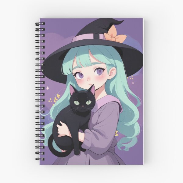 Item preview, Cute Anime Witch Girl Black Cat designed and sold by Soluna Studio.