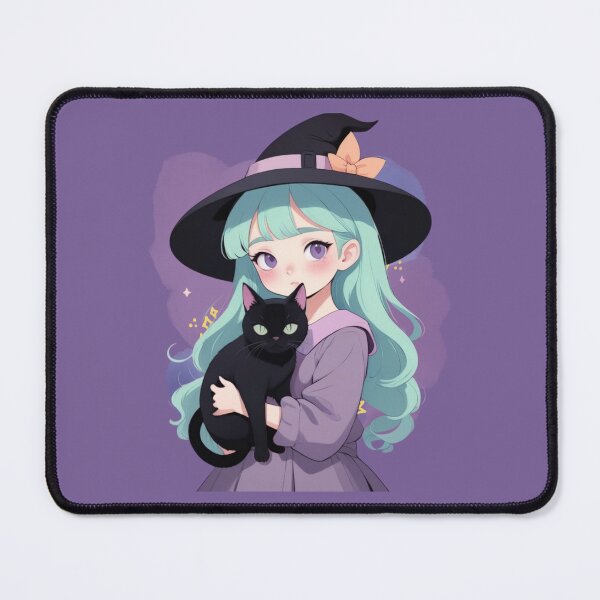 Item preview, Cute Anime Witch Girl Black Cat designed and sold by Soluna Studio.