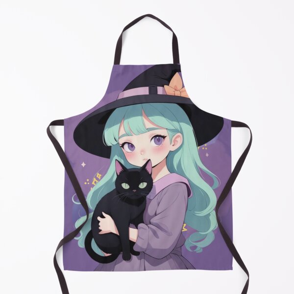 Item preview, Cute Anime Witch Girl Black Cat designed and sold by Soluna Studio.