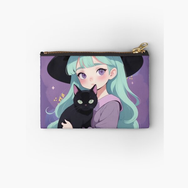 Item preview, Cute Anime Witch Girl Black Cat designed and sold by Soluna Studio.