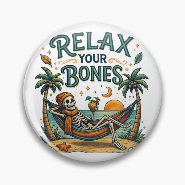 Item preview, Relax Your Bones | Funny Skeleton Beach Hammock Design designed and sold by Jen.Lou.