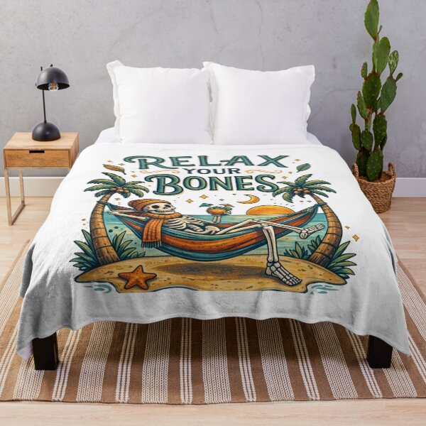 Item preview, Relax Your Bones | Funny Skeleton Beach Hammock Design designed and sold by Jen.Lou.