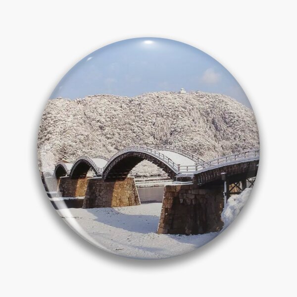 Item preview, snowy iwakuni bridge at japan photography designed and sold by trendie-tees.