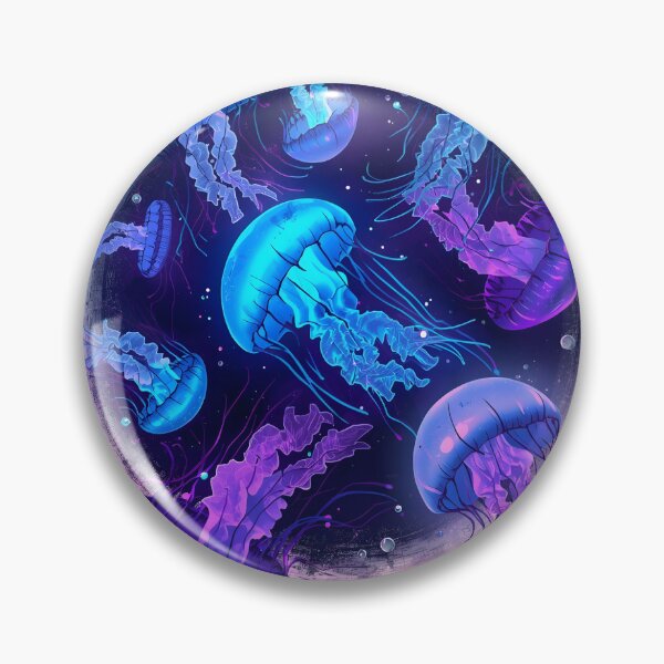 Item preview, Neon Bioluminescent Jellyfish, Glowing Ocean Sea Life, Blue & Purple Synthwave Marine Art, Underwater Aesthetic Graphic designed and sold by PrintelloTH.