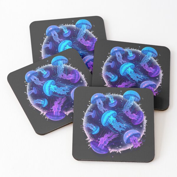 Item preview, Neon Bioluminescent Jellyfish, Glowing Ocean Sea Life, Blue & Purple Synthwave Marine Art, Underwater Aesthetic Graphic designed and sold by PrintelloTH.