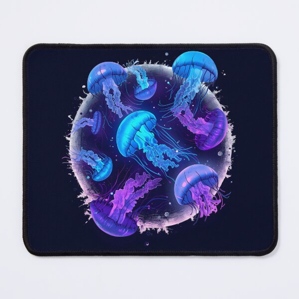 Item preview, Neon Bioluminescent Jellyfish, Glowing Ocean Sea Life, Blue & Purple Synthwave Marine Art, Underwater Aesthetic Graphic designed and sold by PrintelloTH.