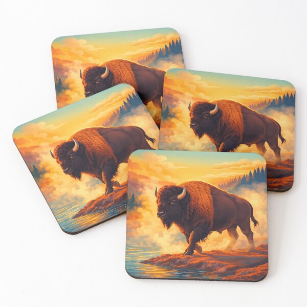 Item preview, American Bison Retro Style Digital Animal Art designed and sold by kakarikihill.