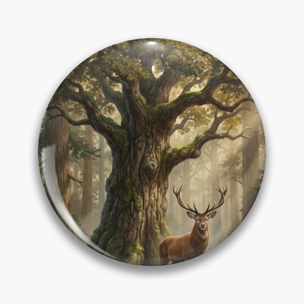 Item preview, The Ancient Forest Guardian | Majestic Stag & Ancient Oak Premium Nature Illustration | Wildlife Wall Art | Forest T-Shirt Design designed and sold by SAJ Design Studio.