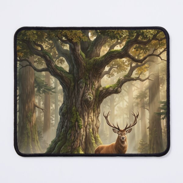 Item preview, The Ancient Forest Guardian | Majestic Stag & Ancient Oak Premium Nature Illustration | Wildlife Wall Art | Forest T-Shirt Design designed and sold by SAJ Design Studio.