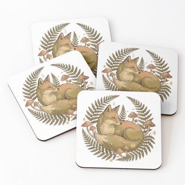Item preview, Cottagecore Fox in Ferns and Mushrooms — Woodland Nature Illustration designed and sold by Ortsas.