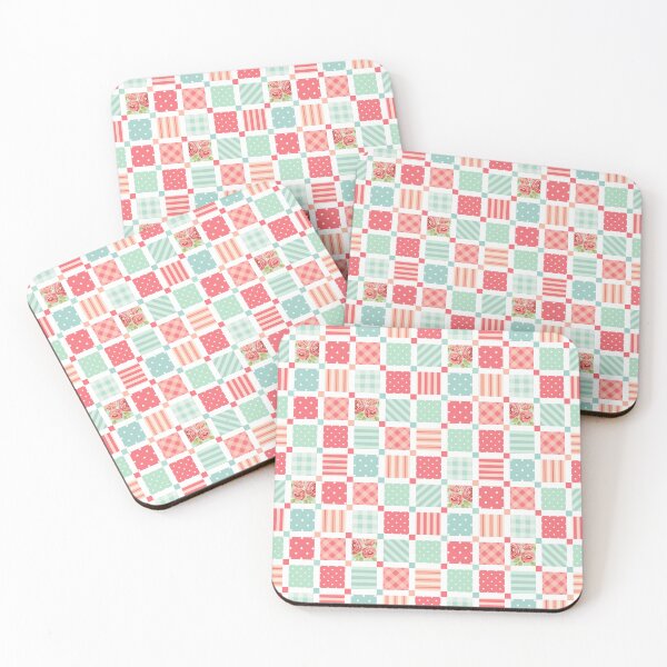 Item preview, Floral, Stripe and Spots on Pink Red Square Pattern designed and sold by TeeGeeTees.