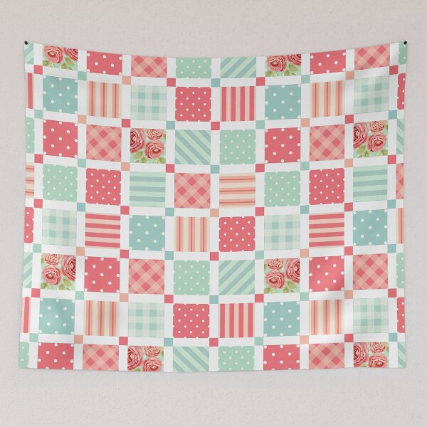 Item preview, Floral, Stripe and Spots on Pink Red Square Pattern designed and sold by TeeGeeTees.