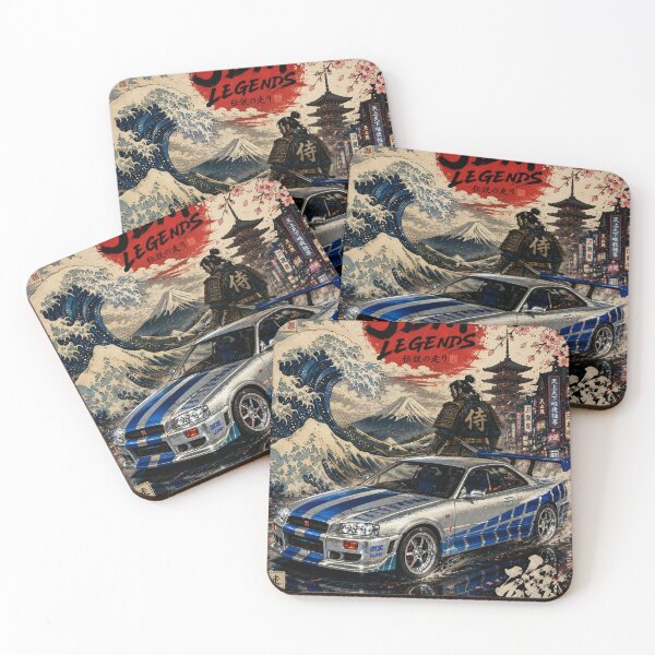 Item preview, JDM Legends Silver Japanese Street Racer Ukiyo-e Poster | SamuraiJAP designed and sold by SamuraiJAP.