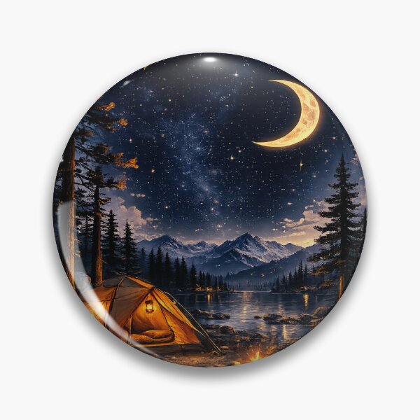 Item preview, Midnight Camp | Cozy Moonlit Camping Night Landscape designed and sold by Genzfirevibes.