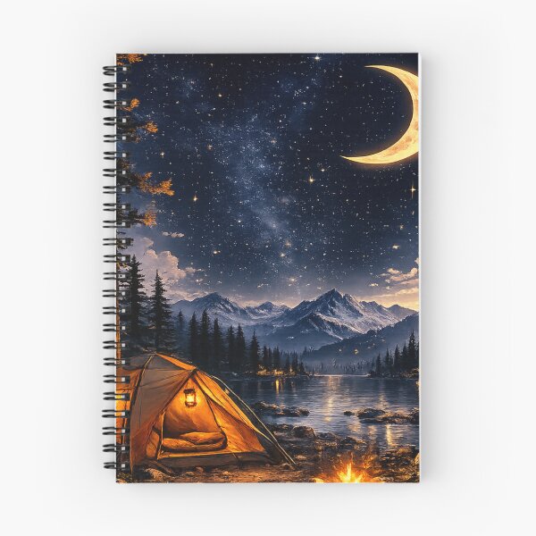 Item preview, Midnight Camp | Cozy Moonlit Camping Night Landscape designed and sold by Genzfirevibes.