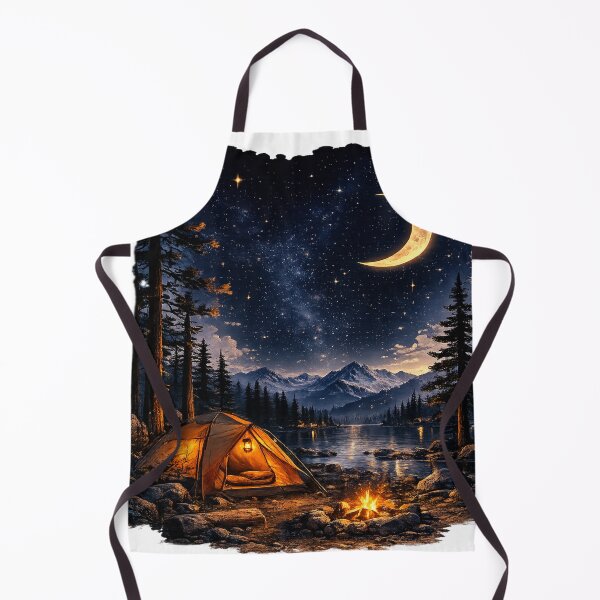 Item preview, Midnight Camp | Cozy Moonlit Camping Night Landscape designed and sold by Genzfirevibes.