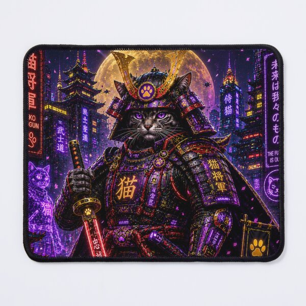 Item preview, Cyber Shogun Cat – Moon of Loyalty designed and sold by Neon Riot Studio.