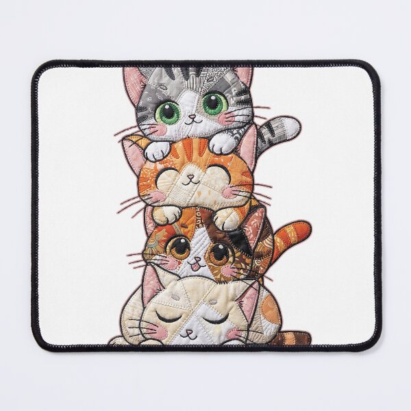 Item preview, Cute Quilted Patchwork Cat Stack Design designed and sold by TOM JACK.