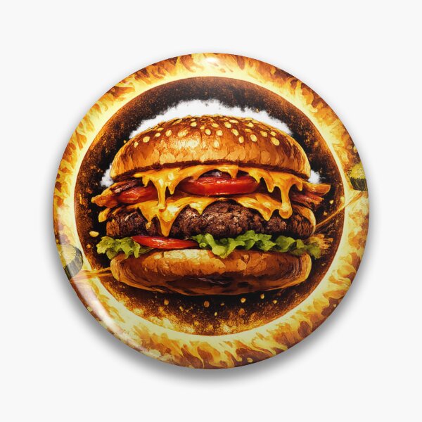 Item preview, Explosive Fire Burger: Dark Intense Flaming Cheeseburger Spicy Dramatic Art designed and sold by irfanshikh.