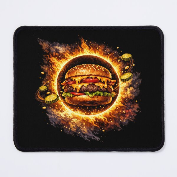 Item preview, Explosive Fire Burger: Dark Intense Flaming Cheeseburger Spicy Dramatic Art designed and sold by irfanshikh.