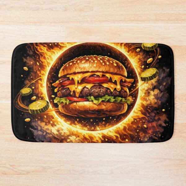 Item preview, Explosive Fire Burger: Dark Intense Flaming Cheeseburger Spicy Dramatic Art designed and sold by irfanshikh.