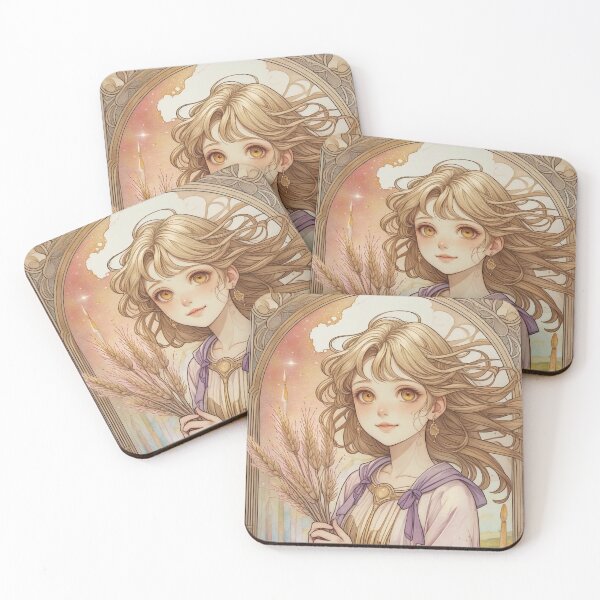 Item preview, Virgo Zodiac Goddess Art Print – Celestial Anime Horoscope Wall Decor designed and sold by RSDigitalPrintDesign.