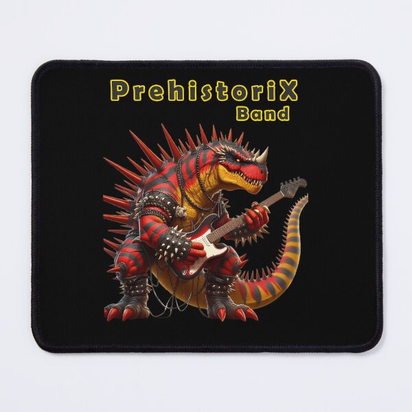 Item preview, Spiky Red And Black Dinosaur Playing Electric Guitar designed and sold by hama1A.