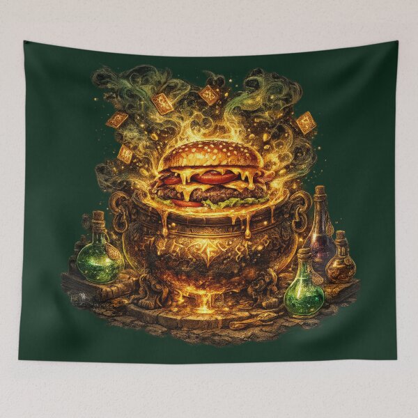 Item preview, Alchemist Burger Cauldron: Magical Gold Potion Fantasy Mystical Food Art designed and sold by irfanshikh.