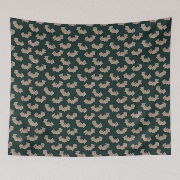 Item preview, Gothic Bat Toile Dark Teal Halloween Folk designed and sold by DColourMuse.