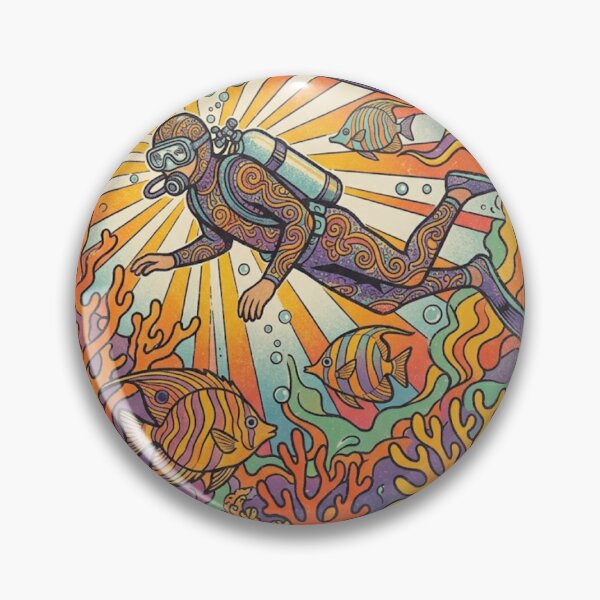 Item preview, Deep Sea Psychedelia Vintage Scuba Art  designed and sold by Skyrocketz.